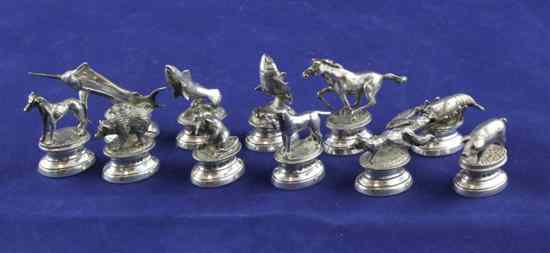 Appraisal: Eleven modern silver menu holders modelled as wild animals and