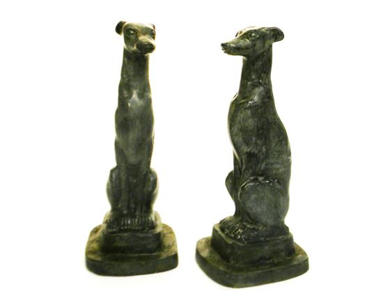 Appraisal: Pair of whippet form garden statues th C brass bronze