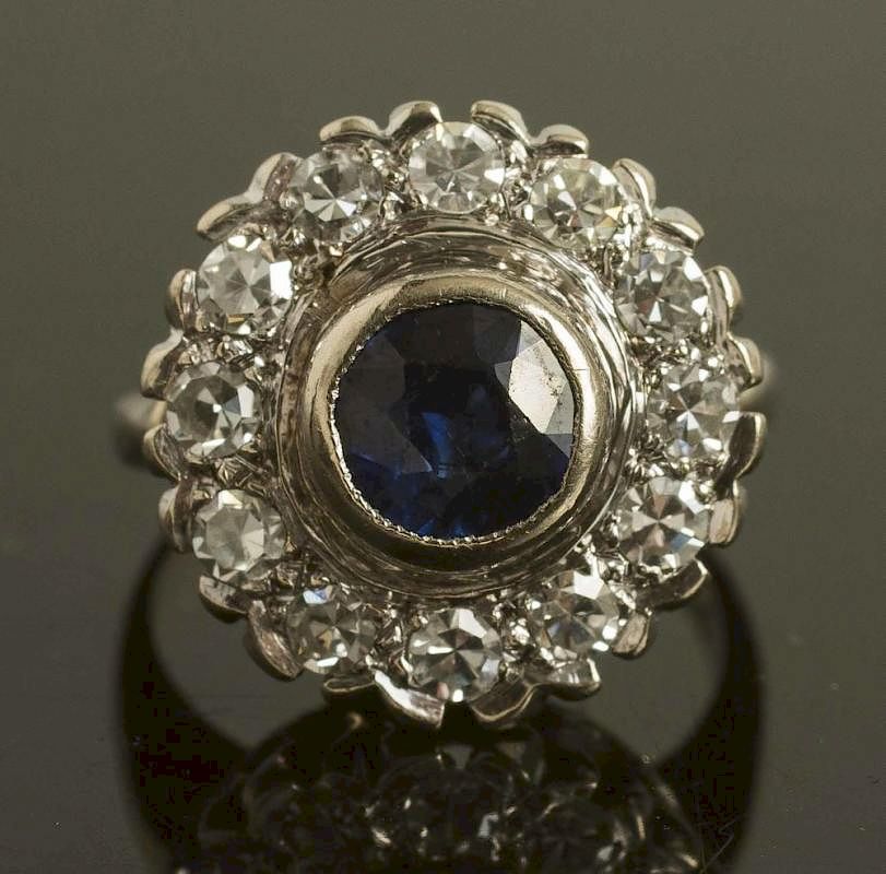 Appraisal: K Sapphire and Diamond Ring k sapphire and diamond ring