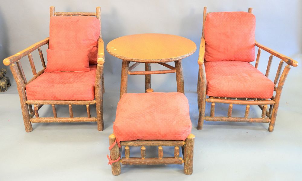 Appraisal: Four piece Old Hickory set two large armchairs with matching