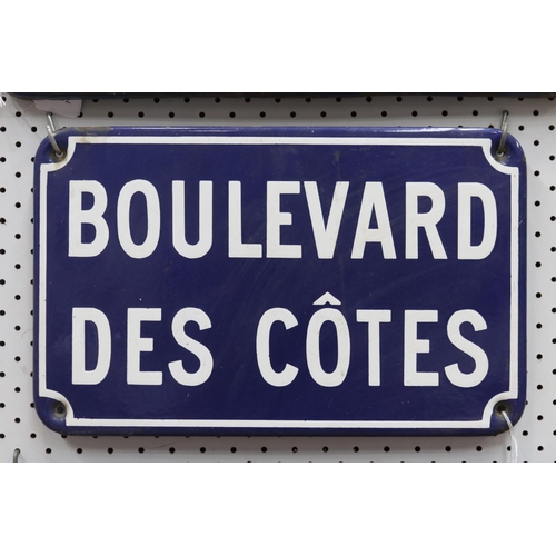 Appraisal: Vintage French enamel sign - Boulevard Des Cotes approx cm