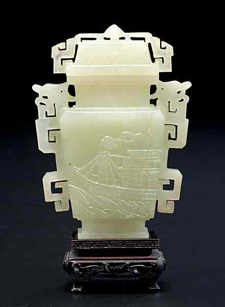 Appraisal: Jade Lidded Vessel th century A jade lidded vessel one