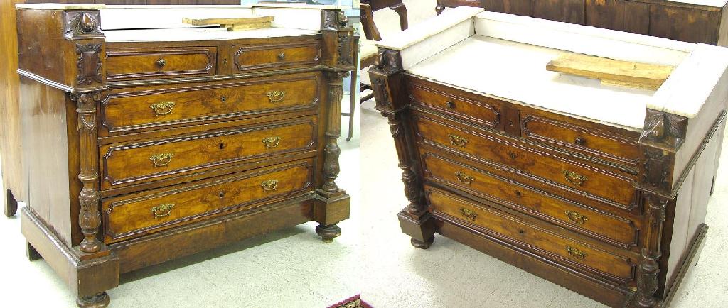 Appraisal: th century Biedermeier marble topped dressing chest the raised marble