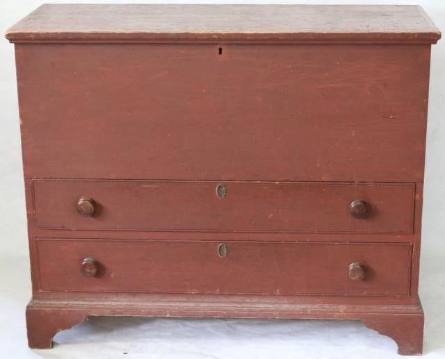 Appraisal: LATE TH C PINE DRAWER LIFT-TOP BLANKET CHEST BRACKET BASE