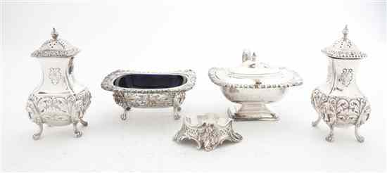 Appraisal: A Set of English Silverplate Table Articles comprising four open