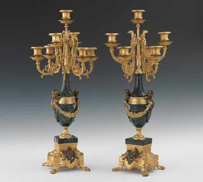 Appraisal: A Pair of Empire Style Marble and Gilt Metal Candelabrum