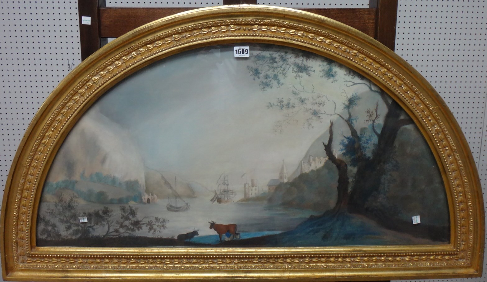 Appraisal: Continental School early th century Rocky estuary scene with cattle