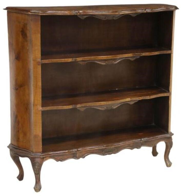 Appraisal: Venetian patchwork burl walnut bookcase th c open shelves rising