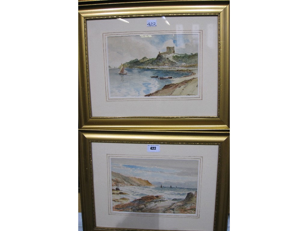 Appraisal: J MORRIS pair of watercolour coastal scenes Both signed