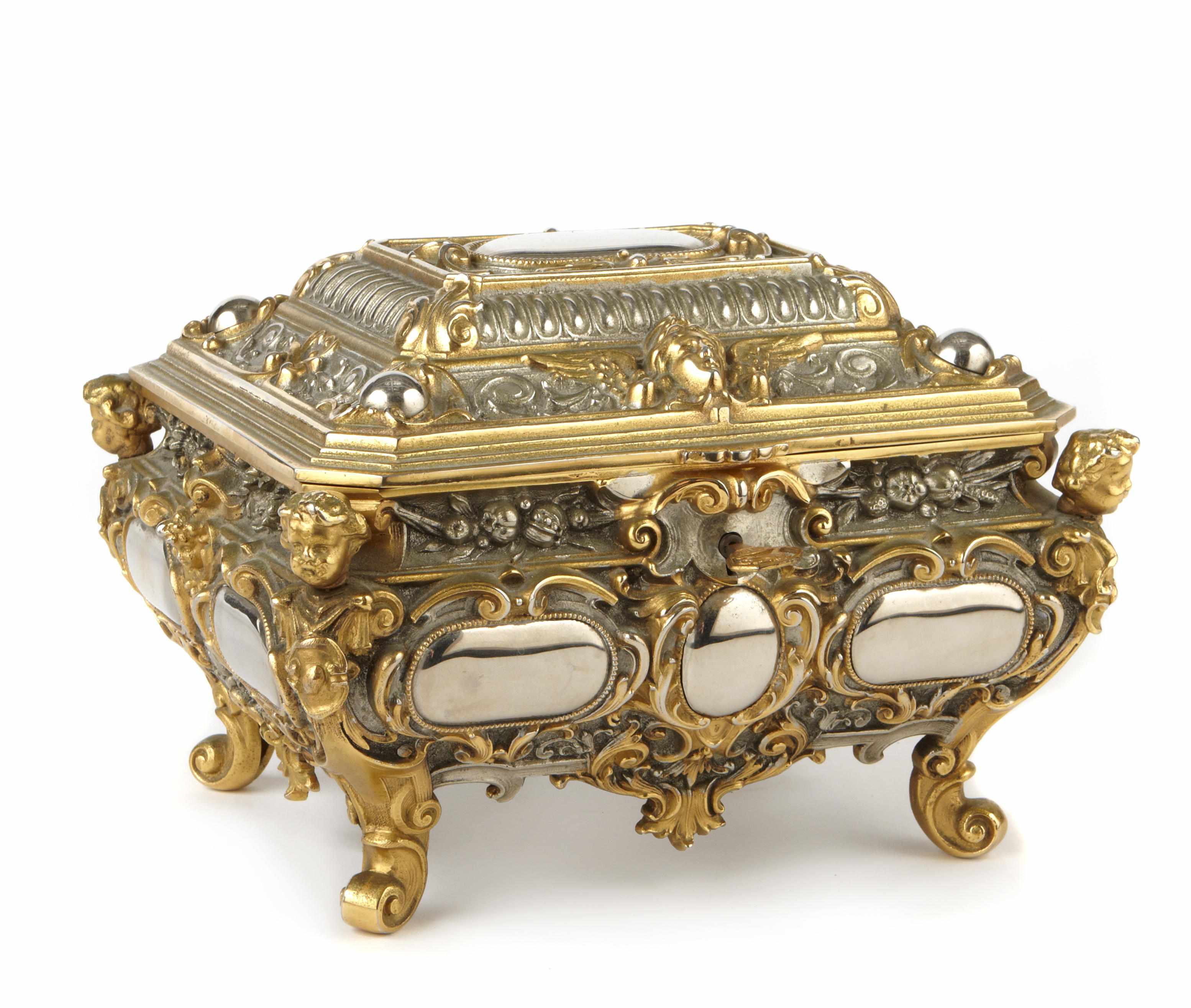 Appraisal: A Rococo style gilt metal table box height in width