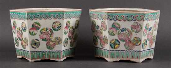 Appraisal: Pair of Chinese Export Famille Rose porcelain jardinieres second half-