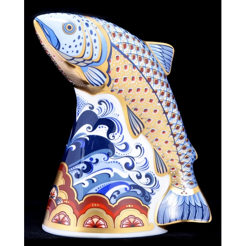 Appraisal: A Royal Crown Derby Leaping Salmon paperweight commissioned by Sinclair's