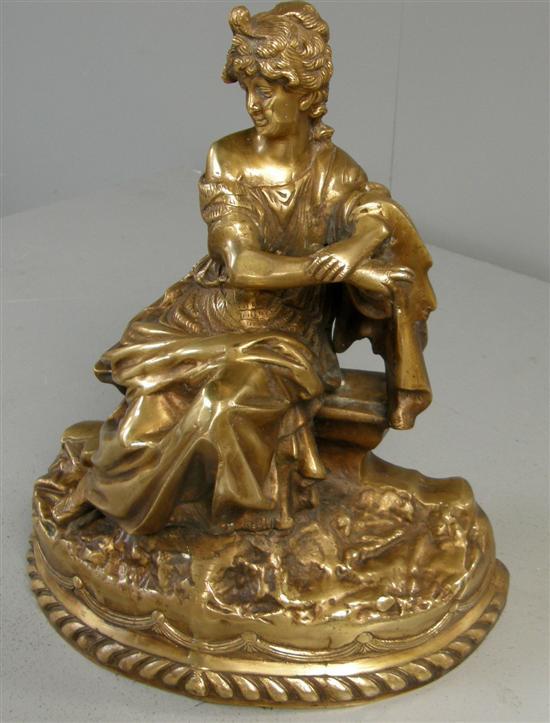 Appraisal: Brass figure of a seated classical lady late th century