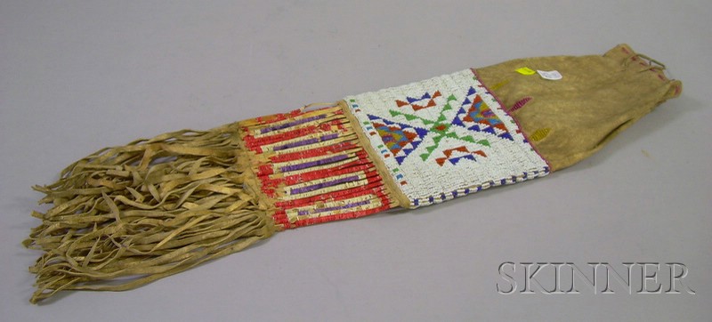 Appraisal: Lakota Beaded and Fringed Pipe Bag ht approx wd in