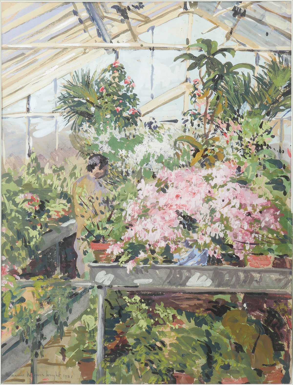 Appraisal: WRIGHT Catherine Morris American - ''Mama's Greenhouse'' Watercolor and Gouache