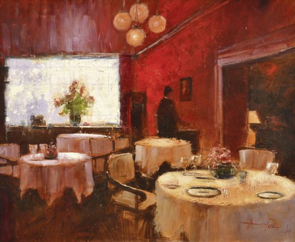 Appraisal: HERMAN PEKEL BORN The Dining Room oil on board HERMAN