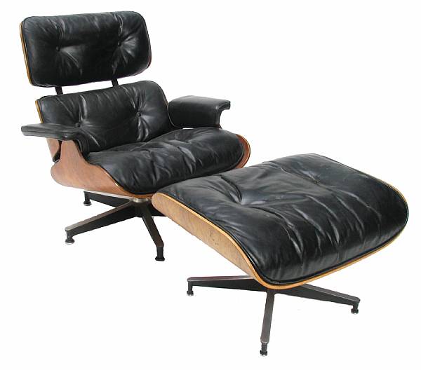 Appraisal: A Charles amp Ray Eames rosewood and leather lounge chair