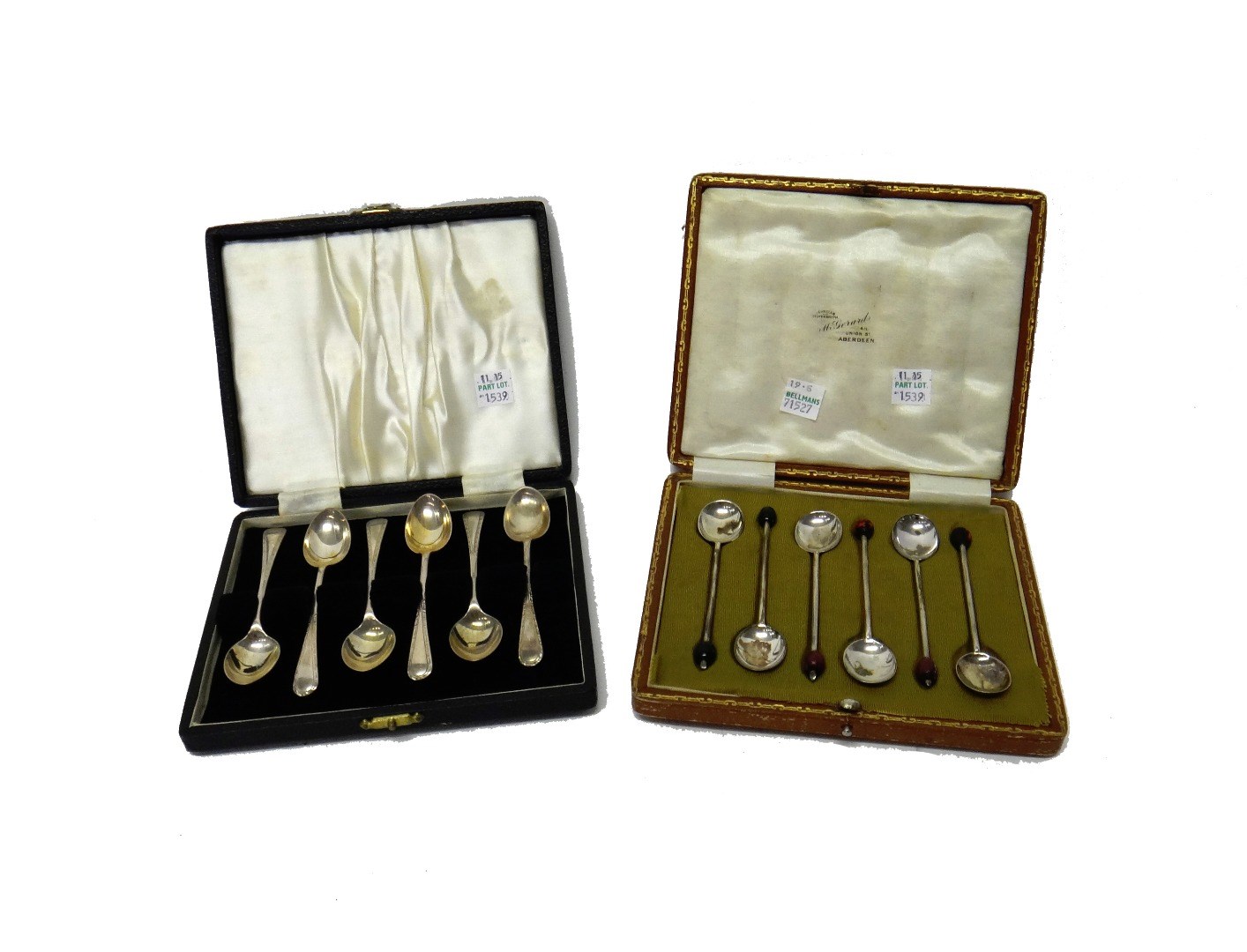 Appraisal: Six silver coffee spoons two Sheffield and four Sheffield cased