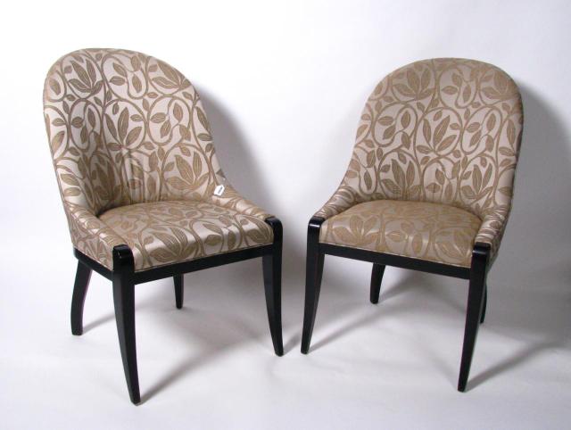 Appraisal: Six upholstered dining chairs by Swaim with leaf motif upholstery