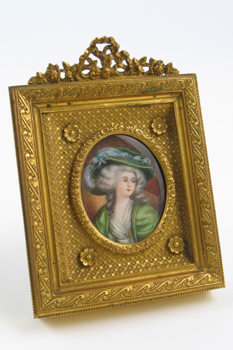 Appraisal: A FRENCH MINIATURE OVAL OIL PAINTING ON IVORY a study