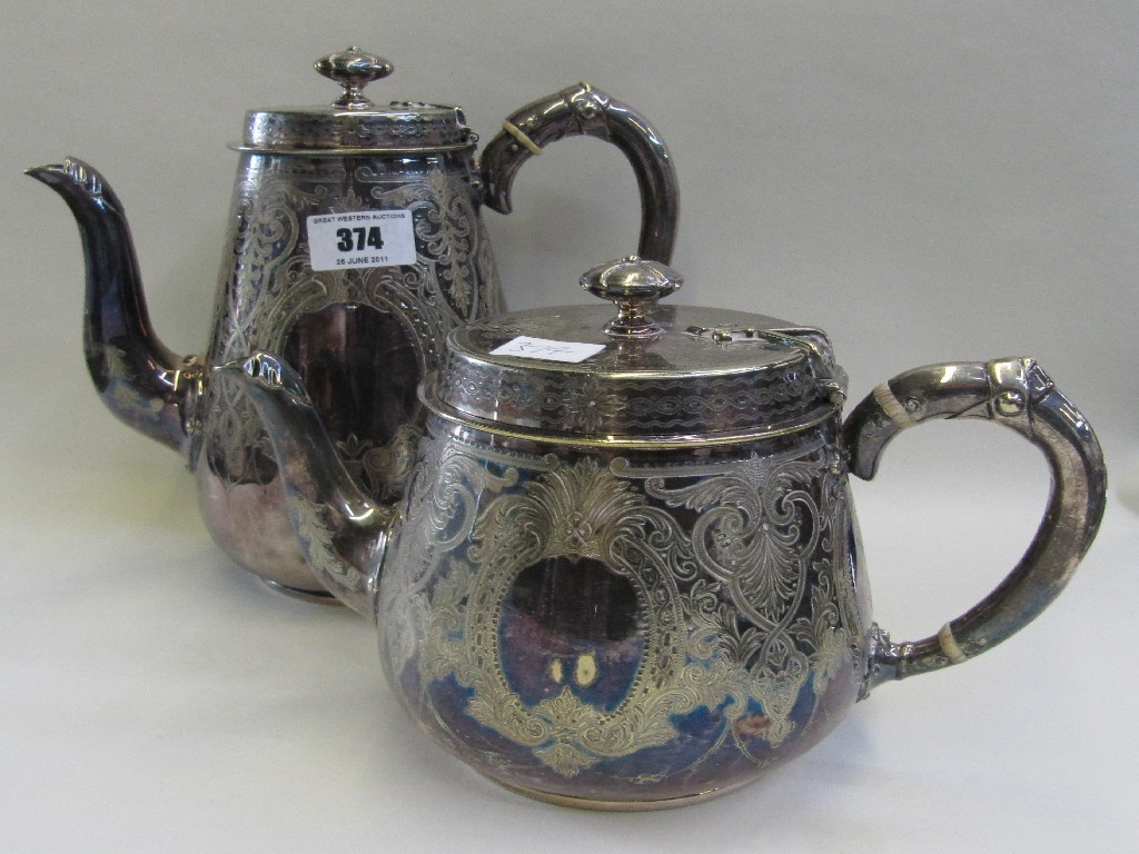 Appraisal: Silver plate teapot and hot water pot