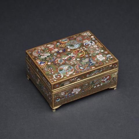 Appraisal: A Finely Wired Millefleur Japanese Cloisonn Box Meiji Period Profusely