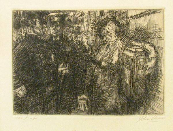 Appraisal: John Sloan Mars and Bacchante Etching signed titled and annotated