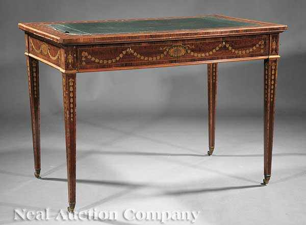 Appraisal: An Edwardian Mahogany and Paint-Decorated Writing Table in the Adam