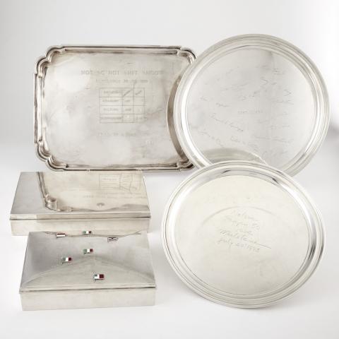 Appraisal: Group of Five Sterling Silver Trays and Boxes Including three