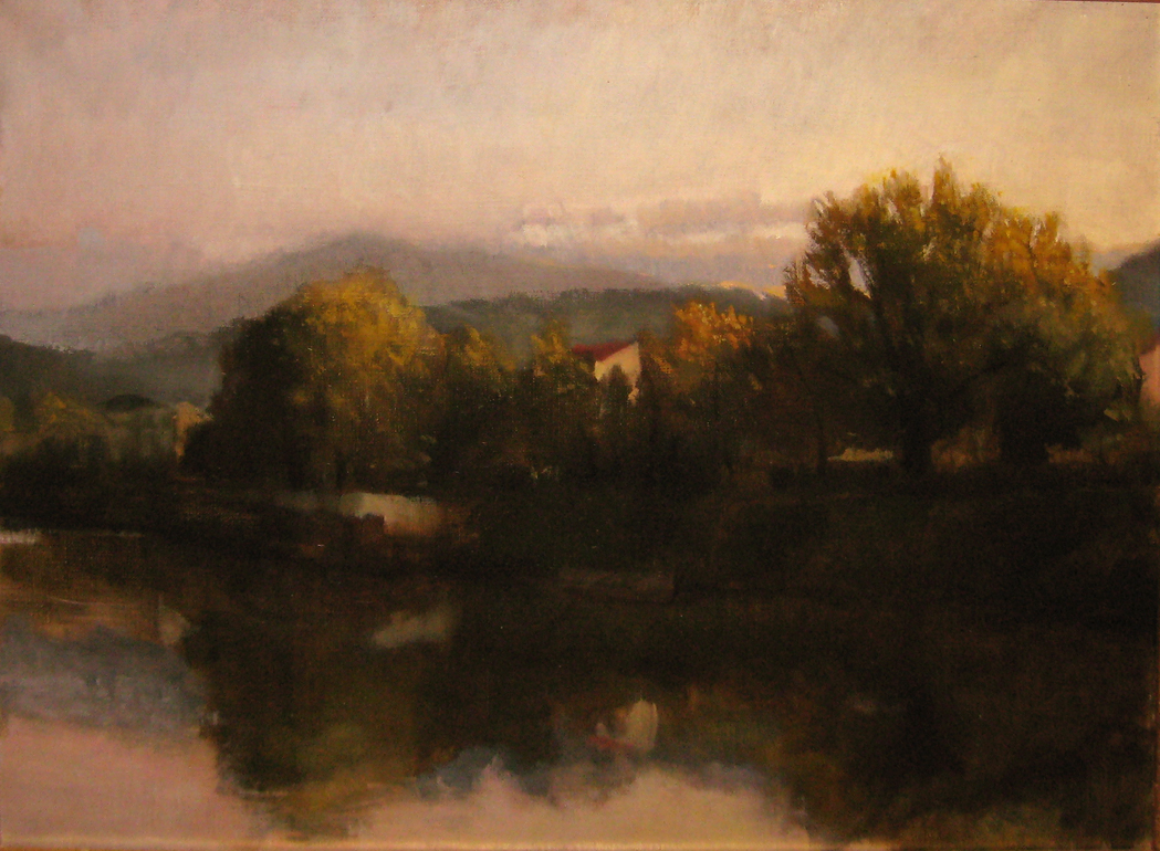 Appraisal: American School th Century Autumn Sunset View of Arno Firenze