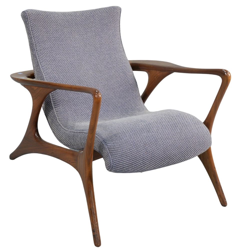 Appraisal: Vladimir Kagan Contour Lounge Chair with light blue upholstery height