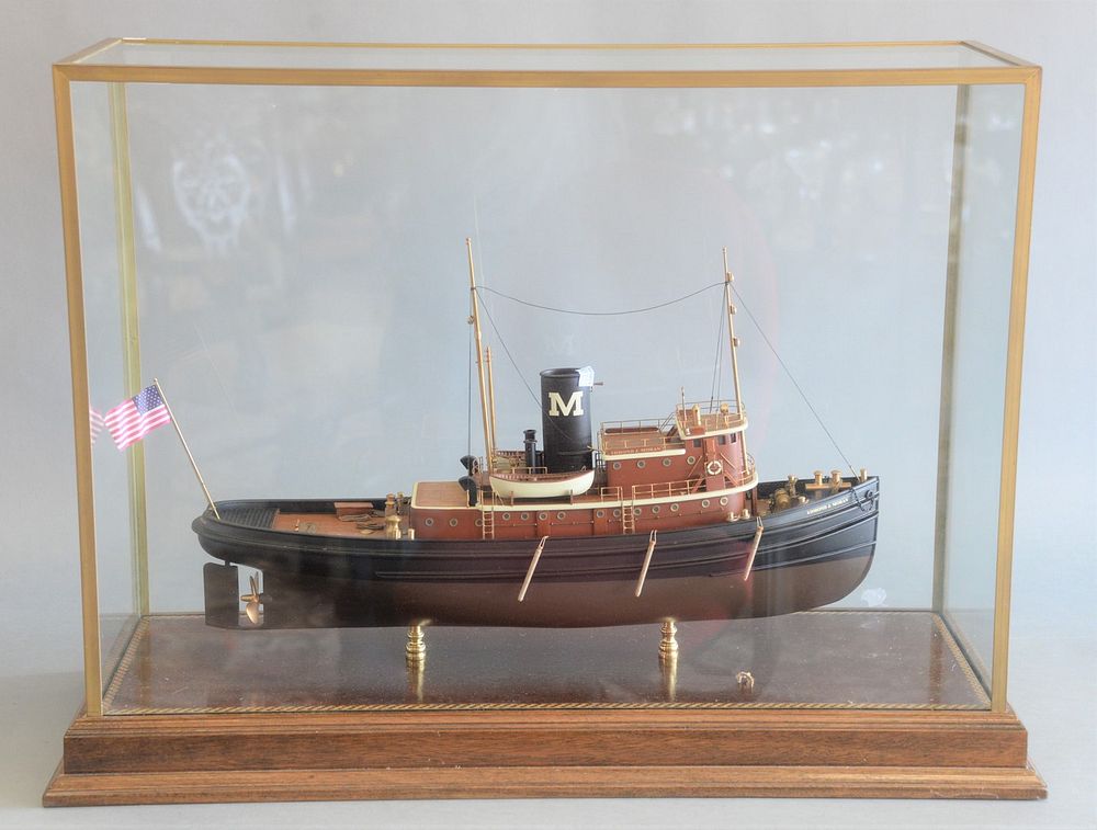 Appraisal: Edmond Moran Model Tug Boat in brass and glass case