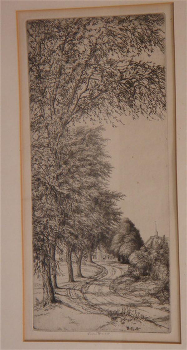 Appraisal: Steven Haskell American b w etching Country House Lane x