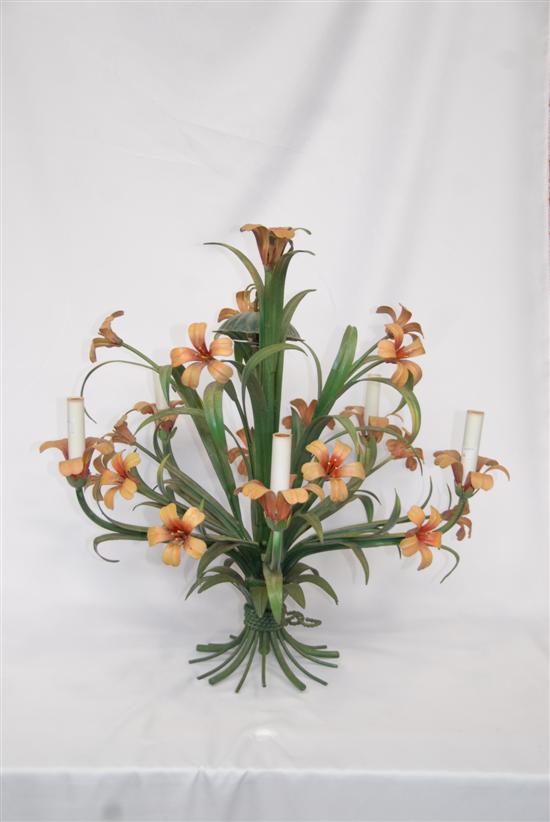 Appraisal: TOLE FLORAL CHANDELIER Tigerlilly H