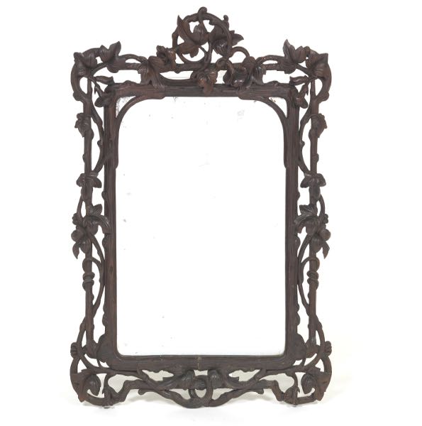 Appraisal: VICTORIAN BLACK FOREST FRAMED WALL MIRROR x Carved in high