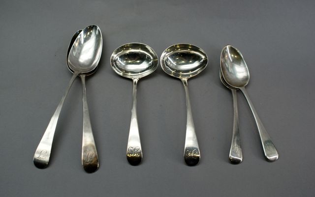 Appraisal: A pair of late Georgian sterling silver sauce ladles Maker