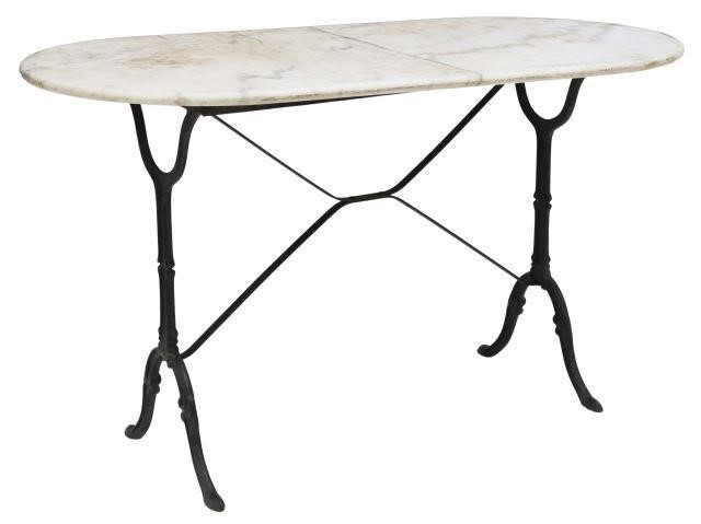 Appraisal: French Parisian bistro table early th c oval marble top