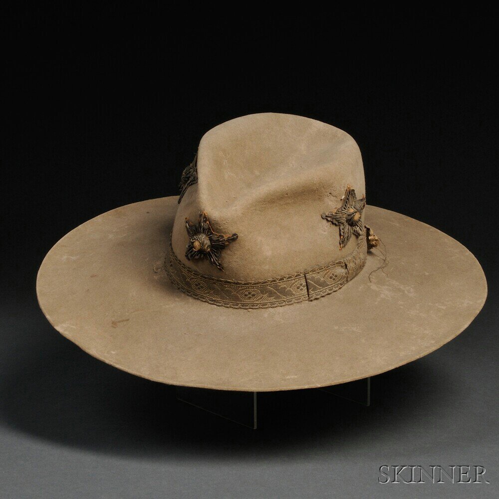 Appraisal: Early Western Hat th century with gold braid stars around