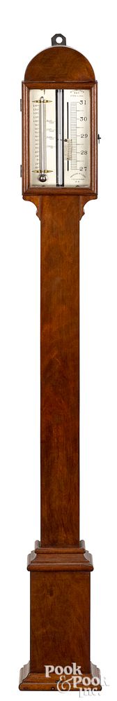 Appraisal: New Hampshire mahogany stick barometer th c New Hampshire mahogany