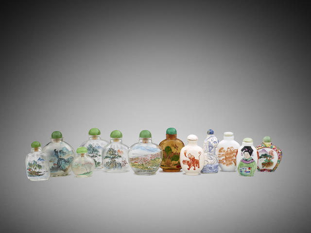 Appraisal: A group of Chinese snuff bottles th centuryof various material