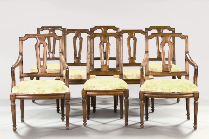 Appraisal: Suite of Eight French Provincial Faded Mahogany Dining Chairs early