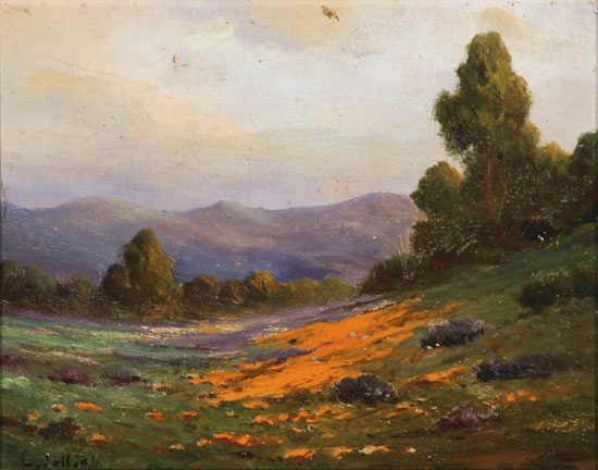 Appraisal: American School th- th Century California Landscape with Wildflowers Signed