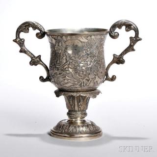 Appraisal: Chinese Export Silver Trophy Cup Canton mid- th century Cutshing