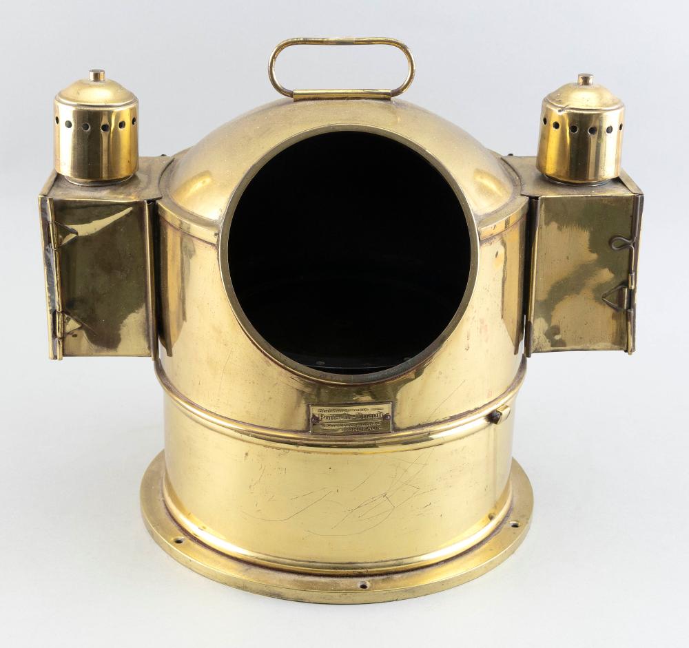 Appraisal: BRASS YACHT BINNACLE EARLY TH CENTURY HEIGHT WIDTH BRASS YACHT