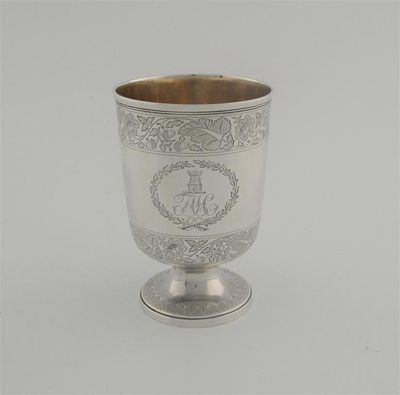 Appraisal: A George III engraved goblet with an upper and lower