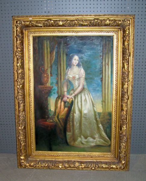 Appraisal: Oil Painting Full Length Portrait Late th century Romantic style