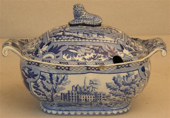 Appraisal: th century English blue and white transfer printed tureen and