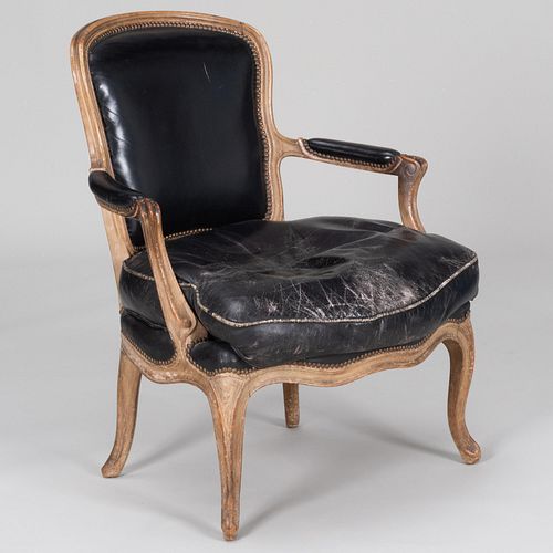 Appraisal: LOUIS XV STYLE PAINTED BEECHWOOD FAUTEUIL EN CABRIOLET MAISON JANSENMarked