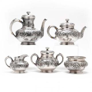 Appraisal: The Giles Family Sterling Silver Tea Coffee Service five pieces