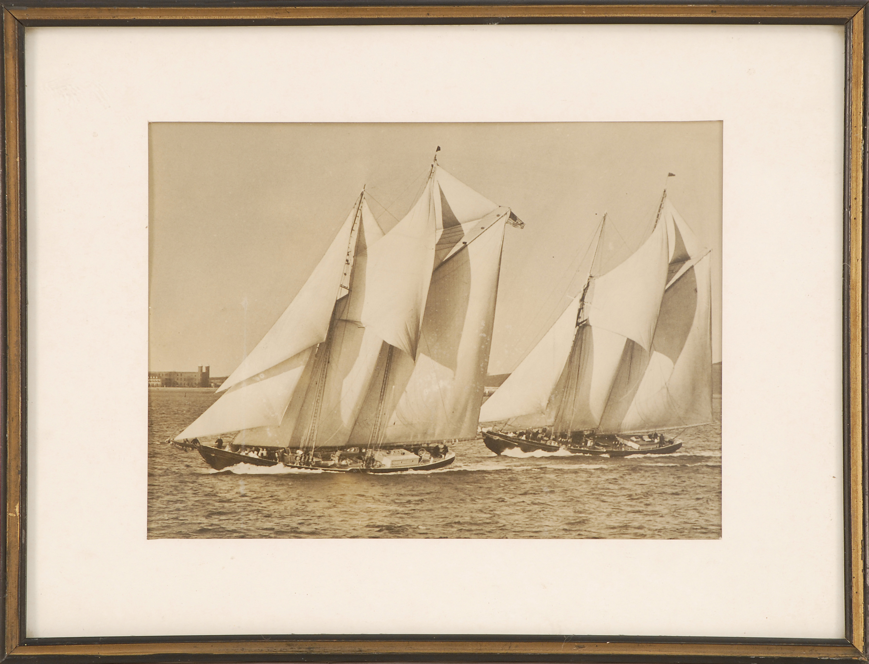 Appraisal: FRAMED PHOTOGRAPH OF THE CANADIAN FISHING SCHOONERS Gertrude L Thebaud